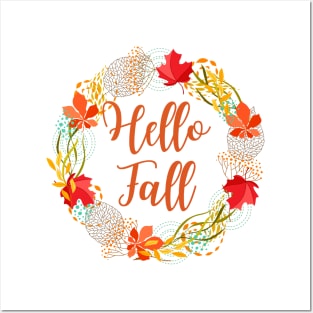 Hello Fall Floral Autumn Design Posters and Art